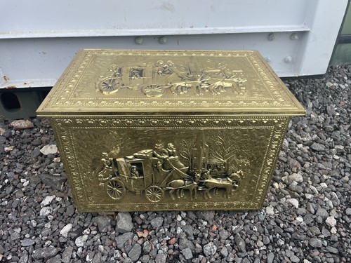 Vintage embossed brass log - embossed,